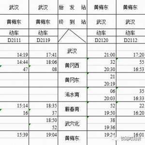 武穴到武汉汽车时刻表(武穴北⇋武汉，7月1日起新增2对列车)