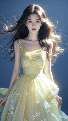 美女频黄8(惊艳黄裙美女 发丝飞扬 身姿曼妙)