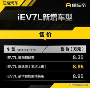 江淮新能源汽车(新车｜售895万元，江淮iEV7L舒适版上市，续航里程增加)
