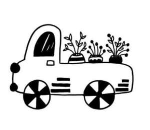 儿童汽车简笔画(一组萌系小汽车黑白简笔画)