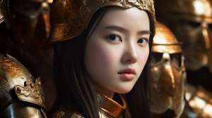 美女铠甲(高清美女欣赏图 古装唐风铠甲女将写真 AI绘画多惊艳)