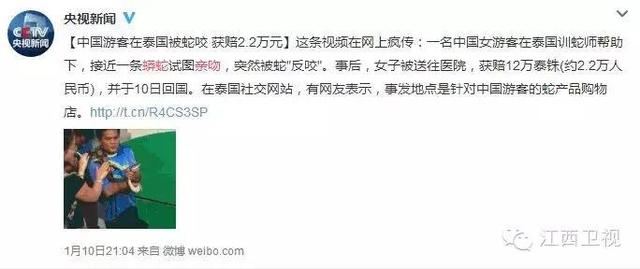 中国女游客与蟒蛇亲吻被咬伤，网友：吓死宝宝了！
