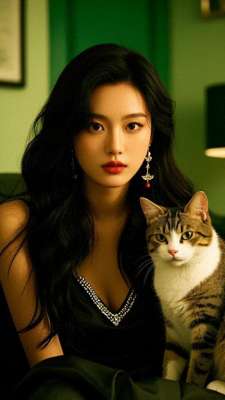 美女和猫咪(148号：邻家美妇与猫咪)